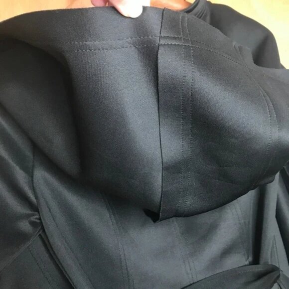 Akira Black Jacket with Hood Size Small Wrap Trench Coat Cape Gothic Steampunk S - Picture 7 of 10